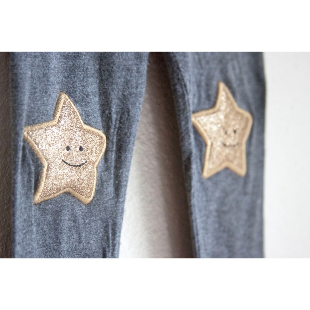Toddler Grey Glitter Gold Star Knee Leggings - Picture 2 of 3